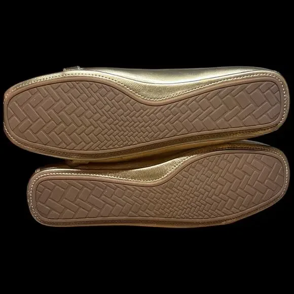 COLE HAAN Women's Size 10 Gold Demi Driving Shoes Cinderella Flats Logo Detail - Picture 13 of 14